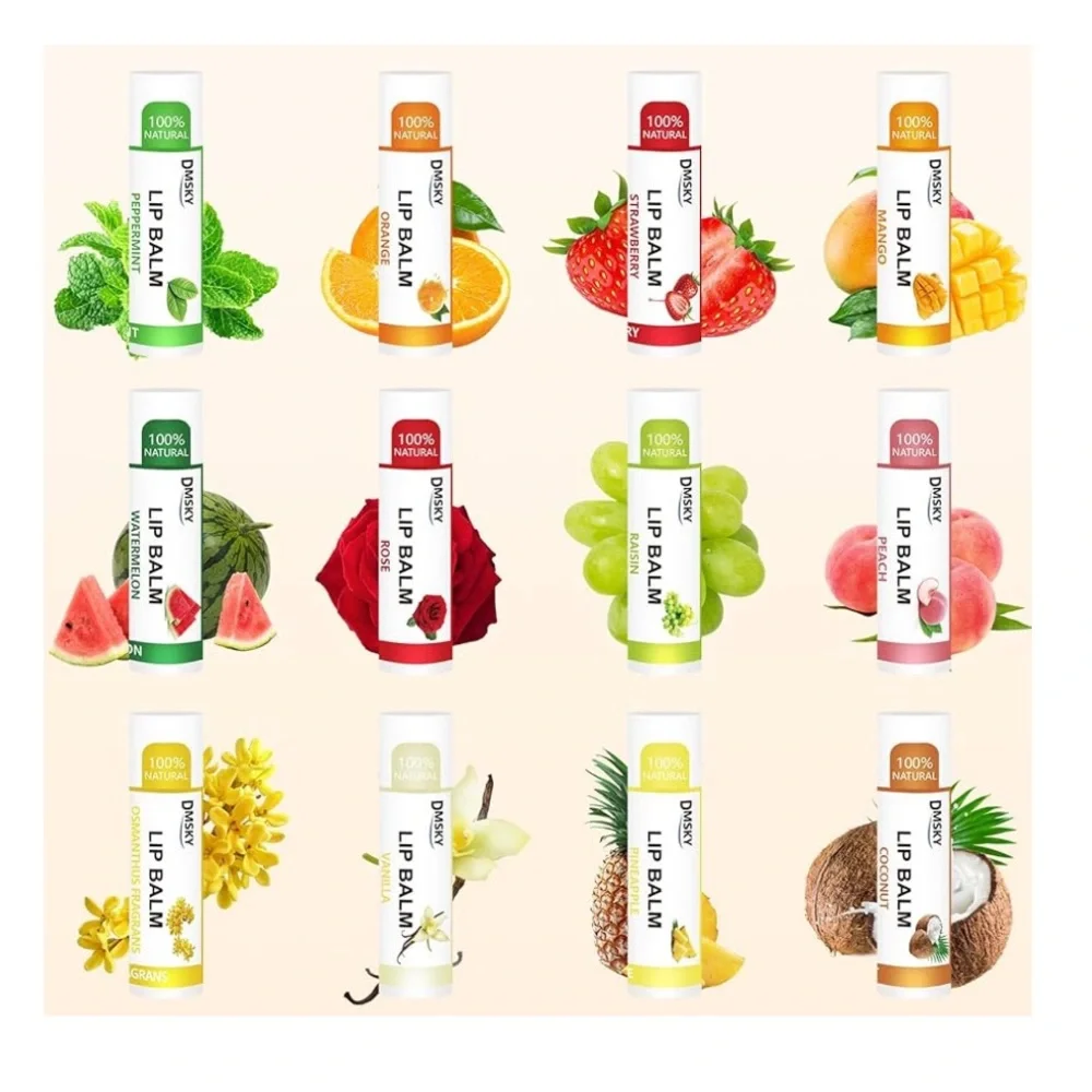 24 Pack Lip Balm, Natural Lip Balm Bulk w: Vitamin E &Coconut Oil, Moisturizing